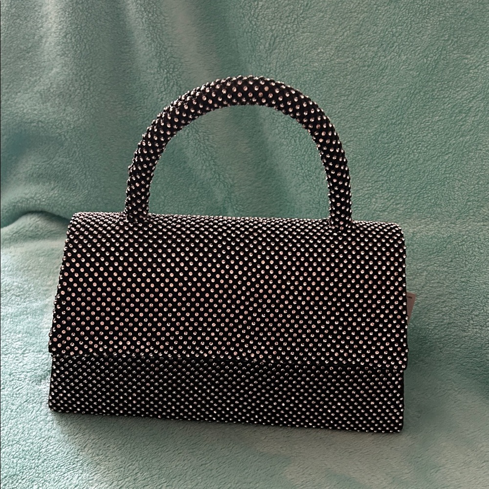 Jessica McClintock Black and White Polka Dot Clutch